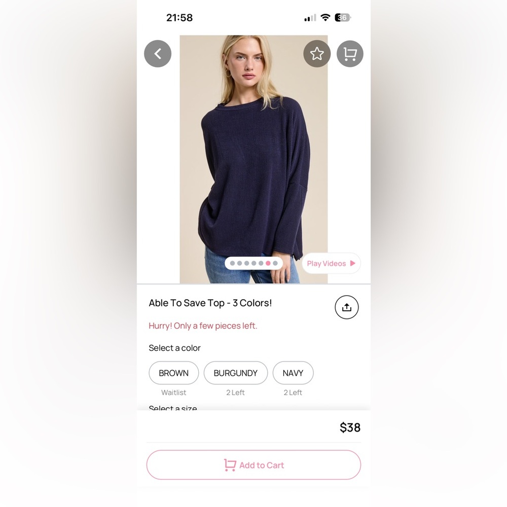 Charlotte Avery Long Sleeve Top Navy